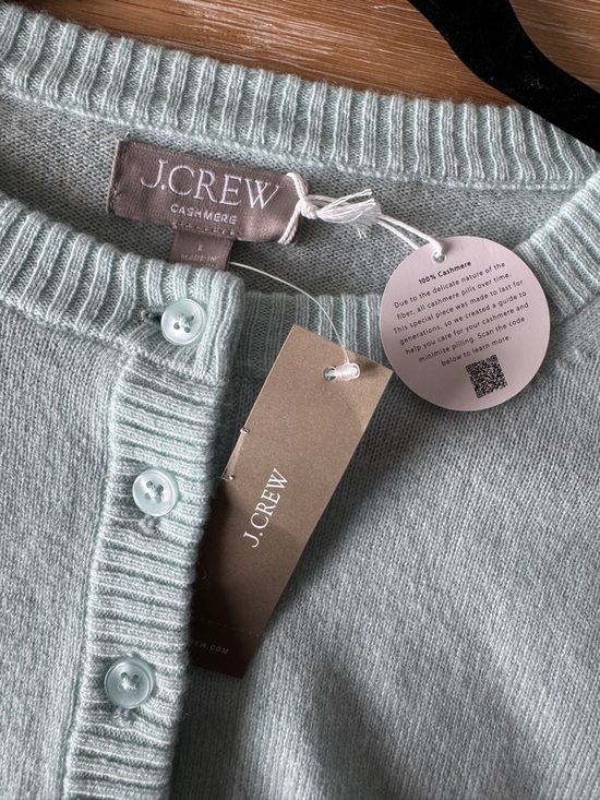 NWT! J. CREW Women’s Perfect cashmere cardigan Sky Mint Size Large 100% Cashmere - Picture 11 of 15
